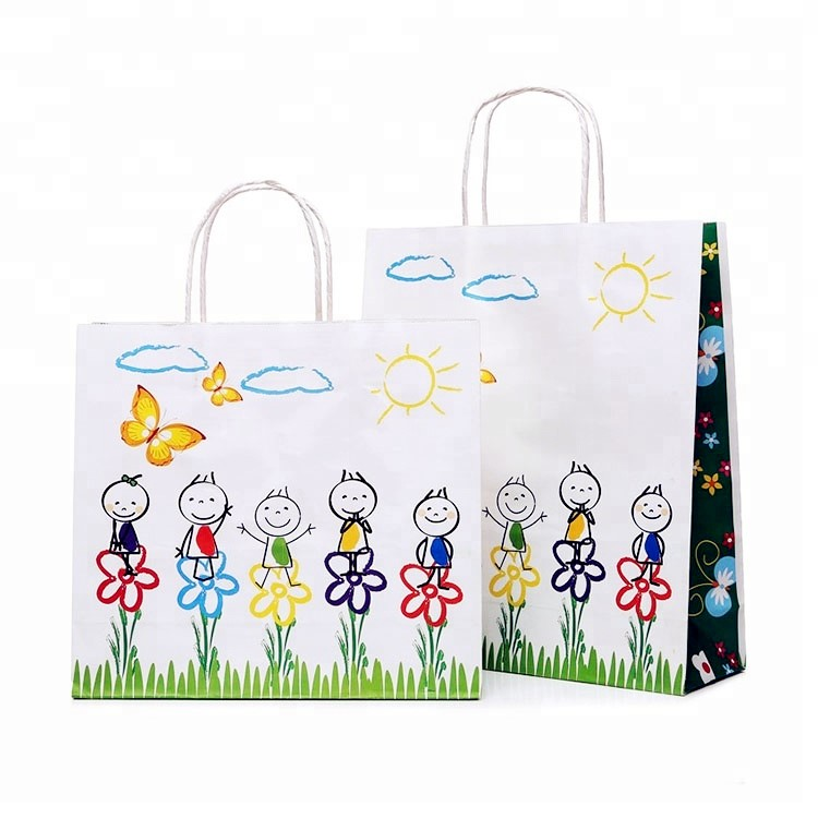 China Supplier Custom Print Children's Kindergarten Lovely Birthday Paper Bag,Gift Packing Bag 