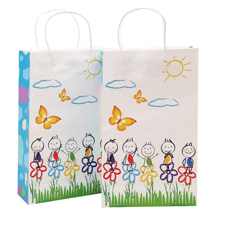 China Supplier Custom Print Children's Kindergarten Lovely Birthday Paper Bag,Gift Packing Bag 