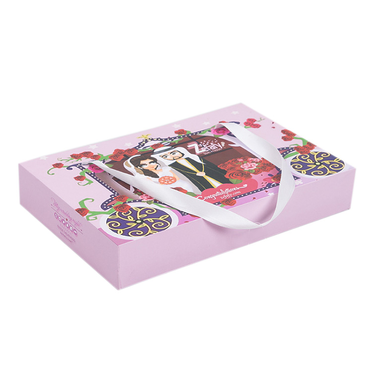 Custom printing wedding candy paper drawer gift box with handle,shipping paper box