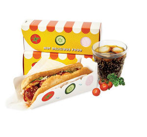 2021 Hot Sale Custom Snack box hotdog/burger/sandwich paper packaging takeout box