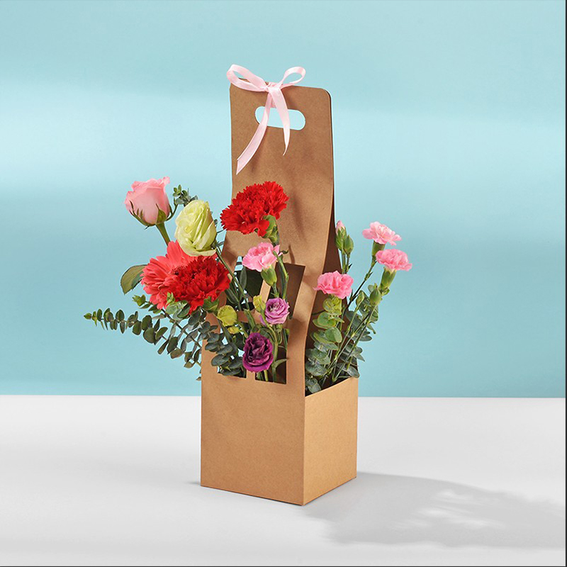 Valentine's Day Kraft Paper For Florist Gift box Portable Flower Box