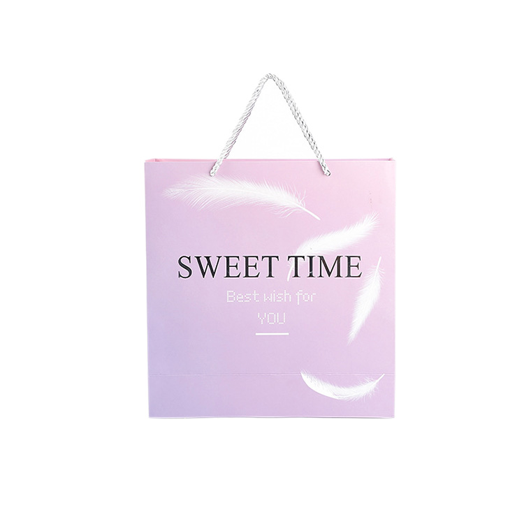Customised Shopping Retail Gift Box Custom Pink Paper Bag Logo Printed Recycled Small Paper Packaging Bags For Gifts