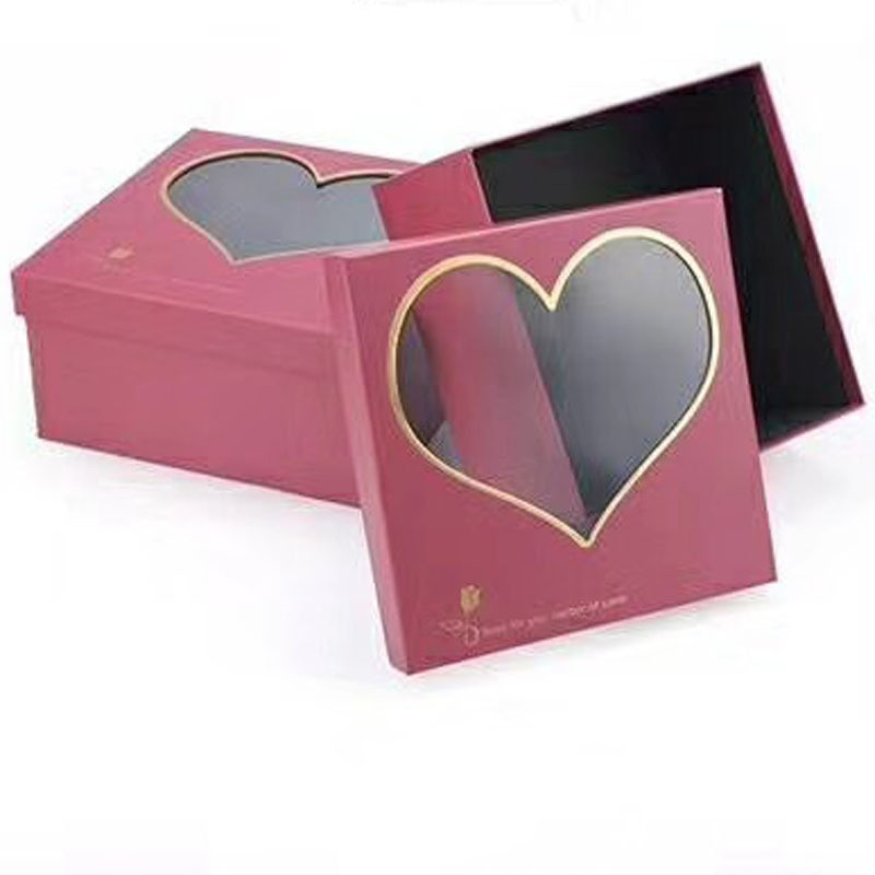 Wholesale Cheap Price PVC Window packaging box heart shaped flower box