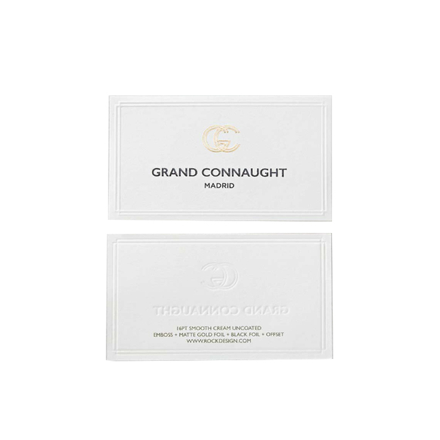 2021 Custom Cotton White Paper blinding deboss hot stamping business cards