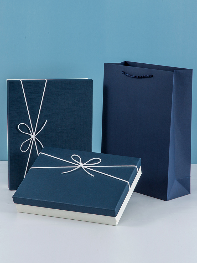 empty box exquisite birthday simple blue packing box scarf clothes large gift box customization