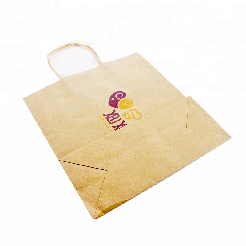 Cheap Food Grade Kraft With Handle Custom Printed Paper Bag For Food