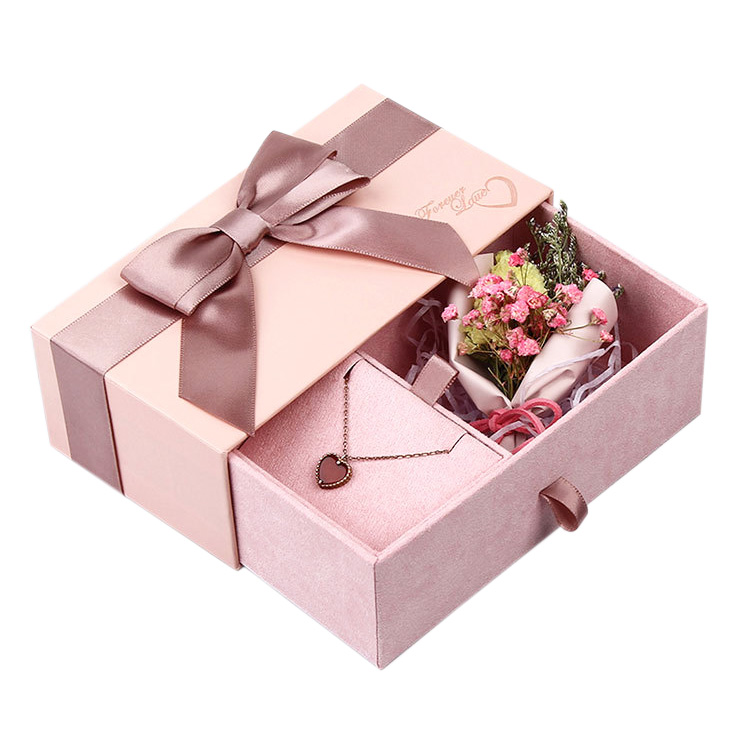 Customized Printed Logo Paper Folding Sliding Jewelry Packaging Gift Box with Drawer