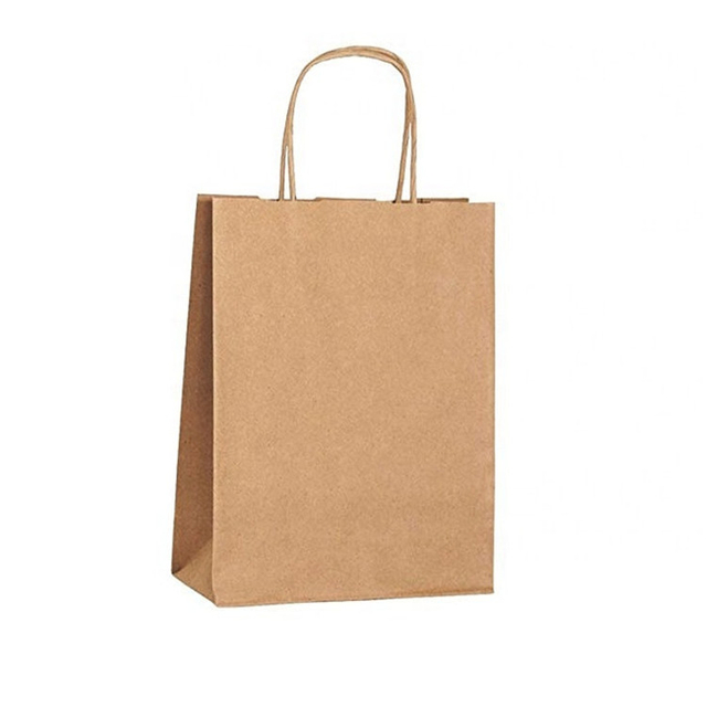 Wholesale Reusable Custom Logo Shopping Clothing Bag Food Coffee Paper Bag With Handle Brown Kraft Paper Packaging Gift Bag