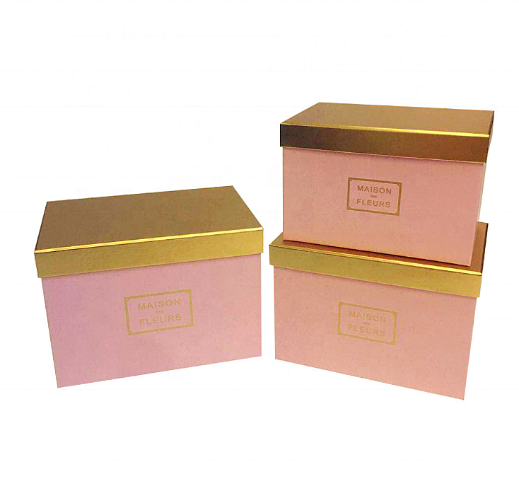 China Supplier Wholesale 3pcs A Lot Plain Flower Packaging Square Gift Box