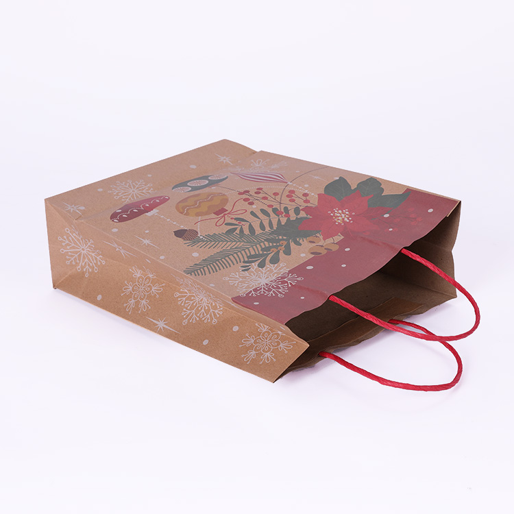 Customized Logo High Quality Kraft Paper Bags With Handles For Christmas